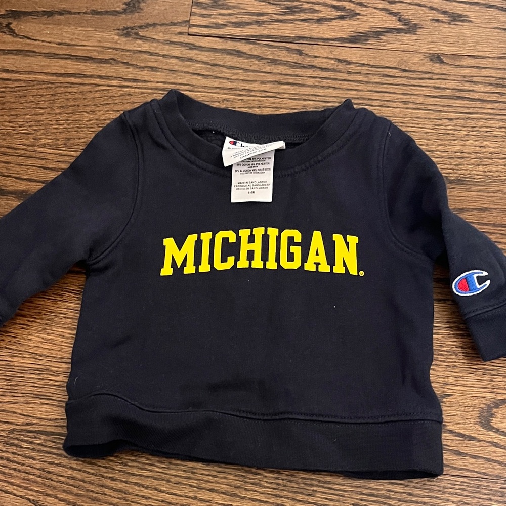 Champion Kids Navy Sweatshirt with Yellow Michigan Logo